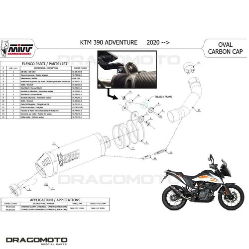 Scarico KTM 390 ADVENTURE 2020 2021 MIVV Oval Carbonio CC - Foto 6 di 6