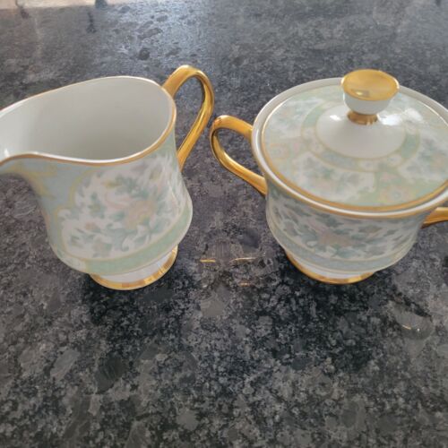 Vintage Sango China Kyoto Garden Tea Set - 4 Cups & Saucers Creamer Sugar Bowl - Picture 12 of 19
