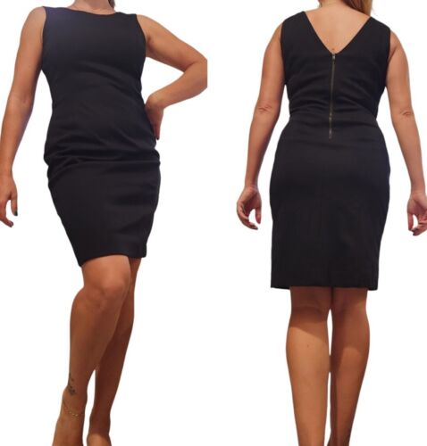 Banana Republic ärmelloses schwarzes Kleid Gr. 4P Stretch V-Ausschnitt Büro Party Mini