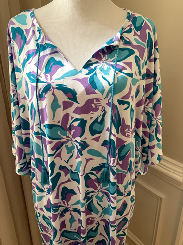Carole Hochman Camisón Caftán L Vestido Casa Vestido Mumu Poli Mezcla Tejido Nuevo Con Etiquetas - Imagen 2 de 14
