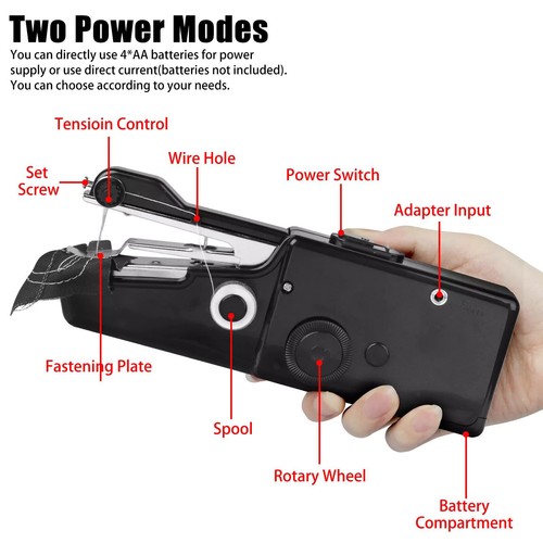 1Pc Handheld Mini Sewing Machine Stitch Electric Compact Tool w/ Accessories - Picture 9 of 15