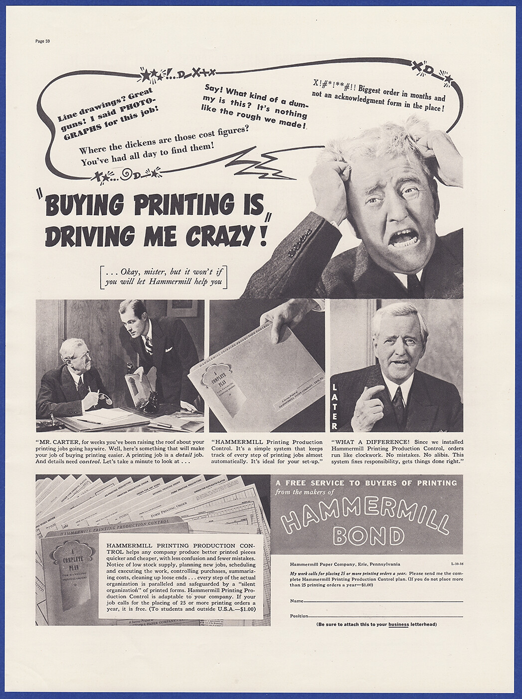 Vintage 1937 HAMMERMILL BOND Paper Printing Production Supplies Print Ad 30's eBay