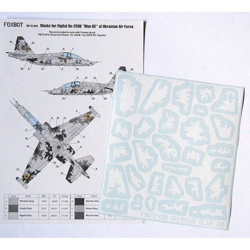 Masken für Digital Camouflage Su-25UB blau 62 Ukrainian Air Foxbot FM 72-010 1:72 - Bild 19 von 24