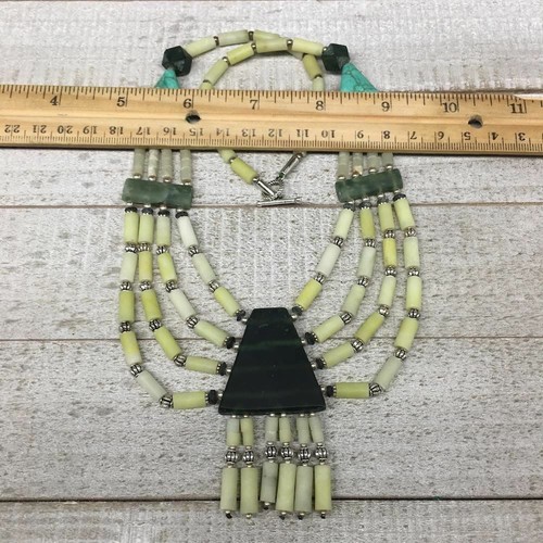 1pc, 2-36mm Green Serpentine Multi-Strand Bead Necklace,@Afghanistan,NPH361 - Picture 6 of 8