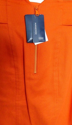 Magaschoni Early 2000s Orange Pencil Cotton Blend Twill Skirt USA Size 6 - Picture 5 of 9