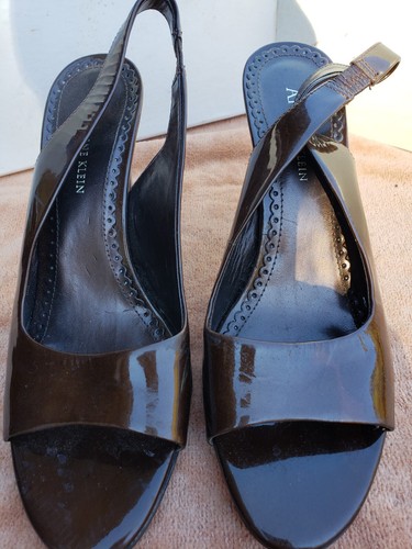 Anne Klein brown sling back heels shoes leather size 8M - Picture 2 of 5