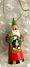 RARE 1998 SUSAN SMITH SANTA CLAUS CAT IN THE BASKET CHRISTMAS ORNAMENT NEW