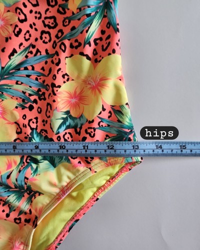 Breaking Waves Girls Swimsuit Ruffle Braided Straps Neon Floral One Piece S - Picture 13 of 13