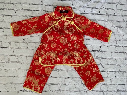 Chinese New Year Baby Boy Girl Shirt Pants Set Red Satin Outfit Size M Kids NWOT - Imagen 11 de 19