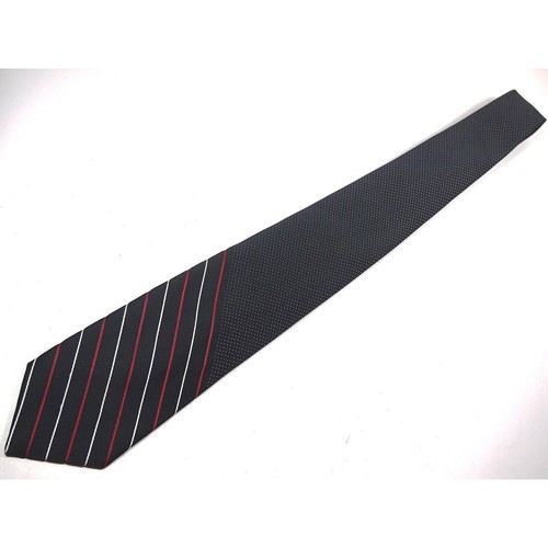 Wemlon Wembley schwarz weiß rot gepunktet gestreift Herren Krawatte 55" kurz - Bild 1 von 3