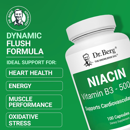 Dr. Berg Niacin Vitamin B3 500Mg Flushing for Heart Health & Energy 100 Capsules - Picture 3 of 9