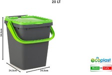 Pattumiera Bidoni Rifiuti Ecoplus lt 20 Coperchio Verde PL527443 Ecoplast