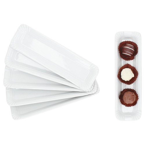 6x Pur Pappteller aus Porzellan 25,7x7,5cm weiß Servier-Teller Wurst Pralinen  - Bild 1 von 6