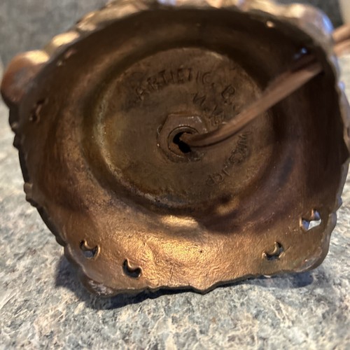Lampada da tavolo vintage metà secolo moderna ceramica smaltata a goccia marrone/marina 12 1/2" - Foto 8 di 11