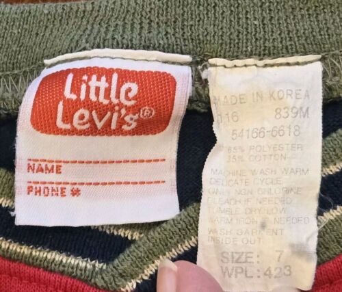 Vintage Levi's Boys Size 7 Navy Blue & Red Colorblock T-Shirt w/Logo Unisex 90s - Picture 4 of 14