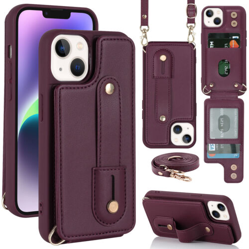For Samsung Galaxy S25 Ultra S24 S23 Crossbody Wallet Case Leather Strap Stand - Picture 14 of 14