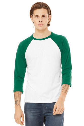 Bella + Canvas 3200 Unisex 3/4-Sleeve Baseball Tee Top Moisture Wicking T-Shirt - Picture 125 of 166