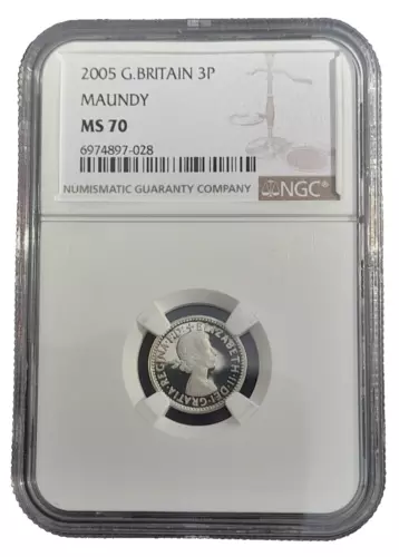 2005 Great Britain (NGC MS70) MAUNDY THREE PENCE 3p Queen Elizabeth II