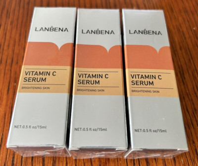 3 Bottles LANBENA Vitamin C Serum for Whitening Lighten Spots Facial Essence NIB