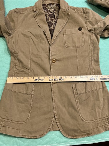 Women’s Small Lucky Brand Dungarees Cotton Khaki Tan Jacket Blazer Pockets - Picture 22 of 24