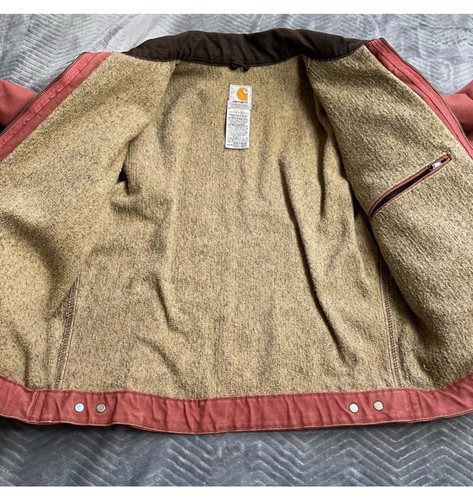 Carhartt Detroit Jacket Medium Womens WJ097 Vintage Rose Canvas Vtg - Picture 8 of 12