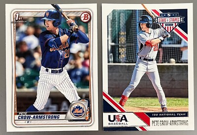 (2) Pete Crow-Armstrong 2020 Bowman Draft BD-72 Panini USA 48 Rookie Card RC