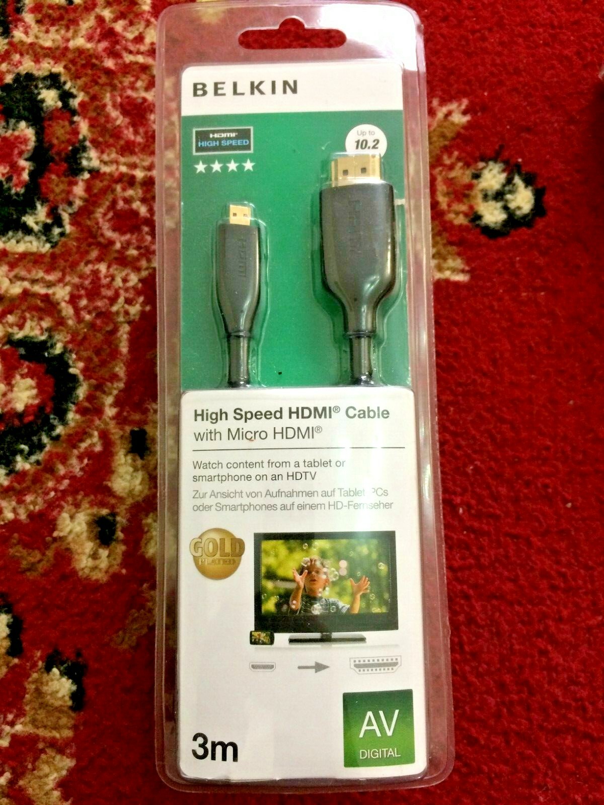 Belkin(3m)High Speed Gold Plated HDMI Cable with Micro HDMI  