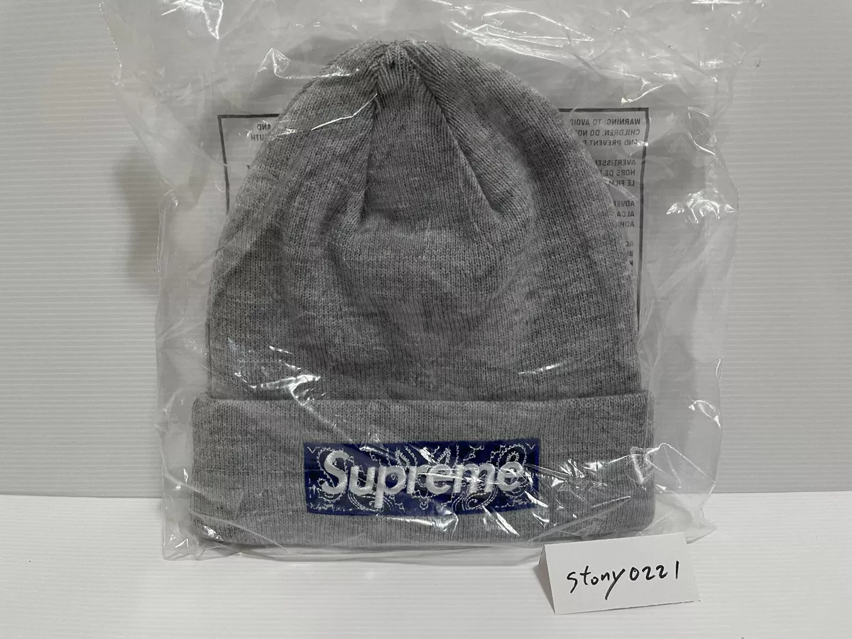 Supreme x New Era Box Logo Beanie grey bandana (FW19)