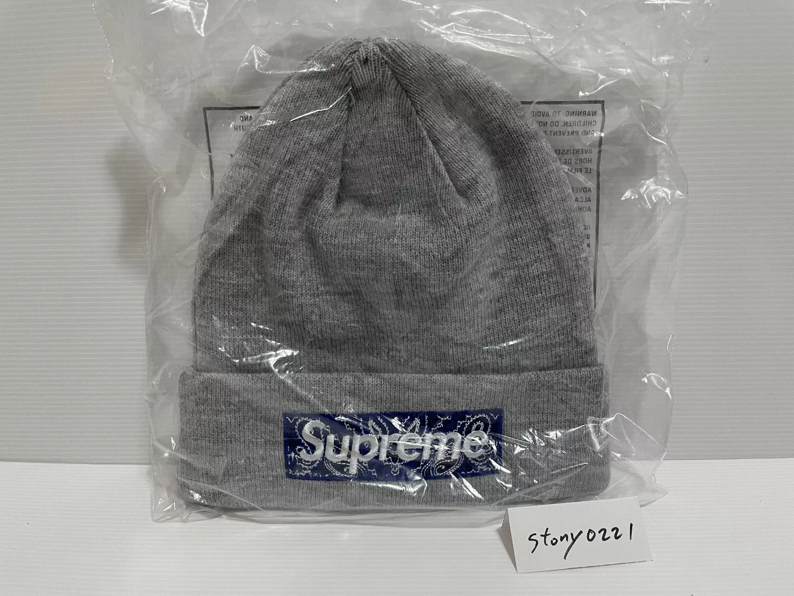 Supreme x New Era Box logo Beanie bandana gris (FW19)
