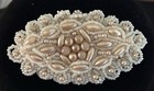 Bridal Brooch Pin Seed Beads Pearls Antique Victorian White Cream Beaded Wedding