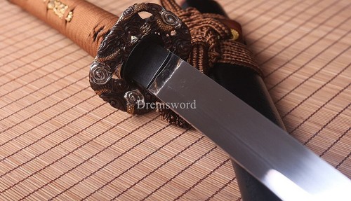 1095 High Carbon Steel Katana Japanese Samurai Sword Sharp Ox Horn Saya Black - Picture 17 of 18