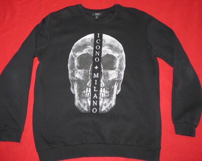 SMOG Affliction Style Rare Y2K Vintage Mens Euro Sweatshirt-Rhinestone Skull -XL