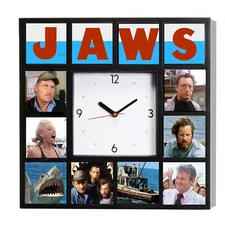 Big JAWS Cast Clock Shark Horror Movie Sign Brody, Quint, Hooper, Mayor and more