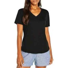 GAP Size  XL Ladies Black Short Sleeve Soft V-Neck Slub Tee