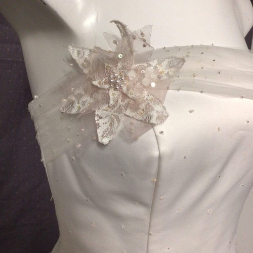 Veromia Pale Pink Cream Strapless Flower Embroidered Wedding Dress (VR2165) Size - Picture 9 of 23