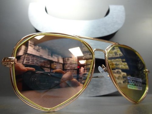 Men Women CLASSY VINTAGE RETRO Style SUNGLASSES Rose Gold Frame Pink Mirror Lens - Picture 8 of 10
