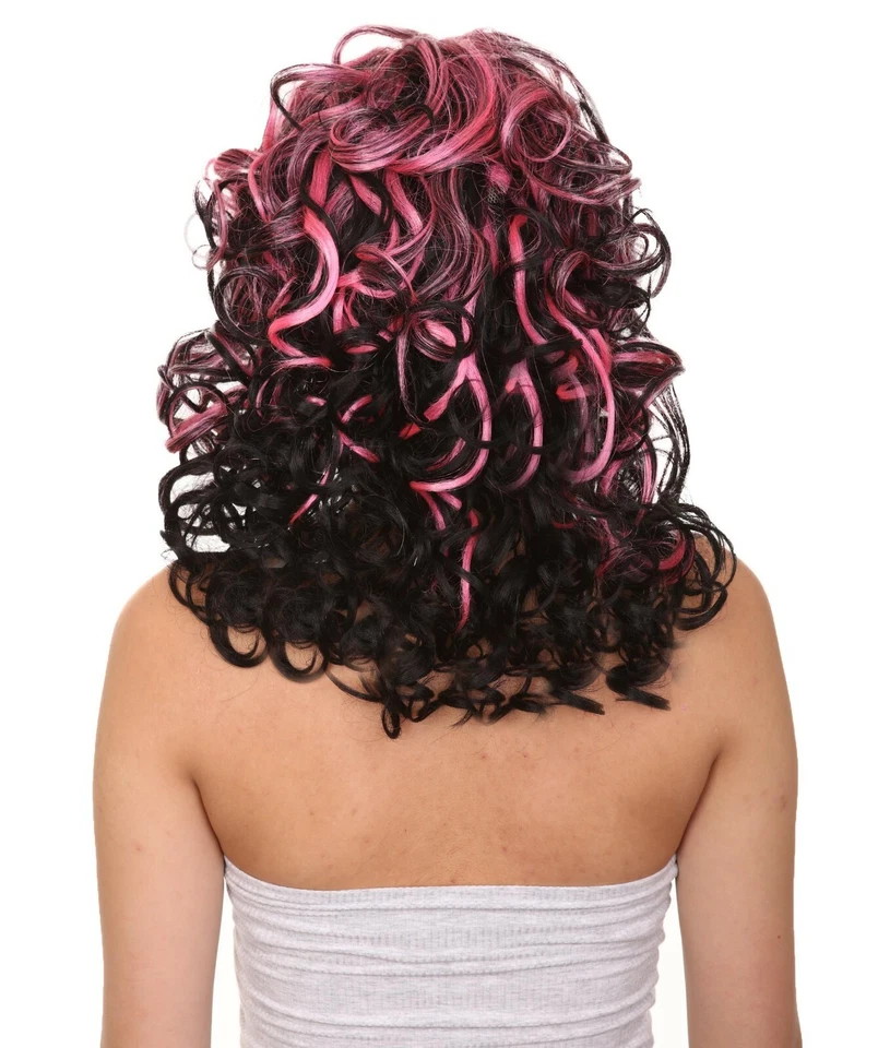 Peluca para mujer adulta para juego de disfraces monstruo peluca negra rosa HW-090 Foto 3 de 4