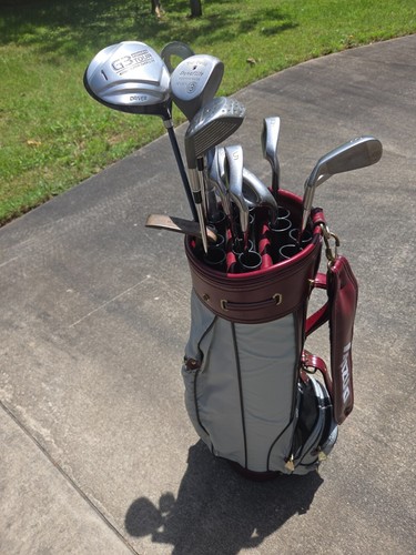Vintage Mizuno 4 Way Leather&Nylon Golf Bag, w/ RC & Tour Classic Golf Club Set - Picture 9 of 11