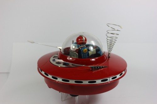 Vintage KO Japan fliegende Untertasse mit Space Pilot Batterie op. 1950er mit OVP - Bild 10 von 16