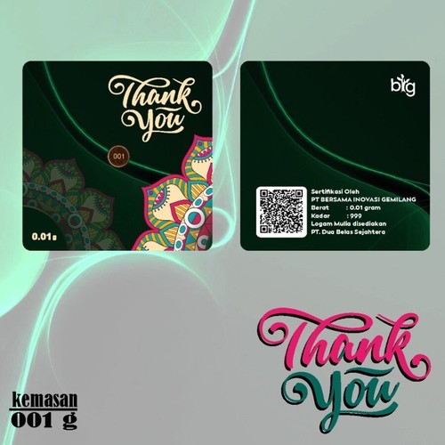 Lingotes de oro 0,01 gramos Big Gold 999 lingotes de oro 0,01 g. Serie Thank You - Imagen 2 de 4