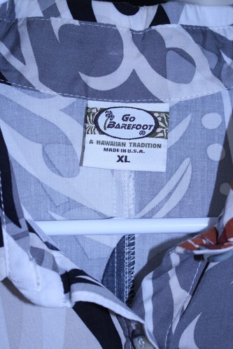 Camicia vintage Go a piedi nudi hawaiana con bottoni XL made USA Hawaii 1/4 piumino crema di rayon HI - Foto 16 di 18