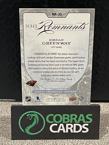 2022-23 Upper Deck Artifacts Jordan Greenway NHL Remnants Game Used Jersey #NRJG - Picture 2 of 2
