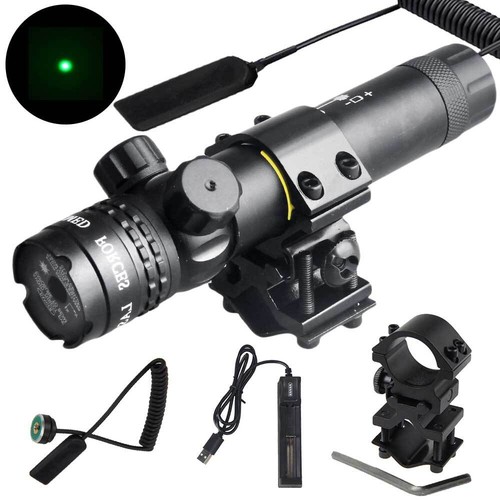 Hunting Green Laser Dot Sight Rechargeable Rifle 20mm Picatinny Rail Scope Mount - Picture 1 of 12