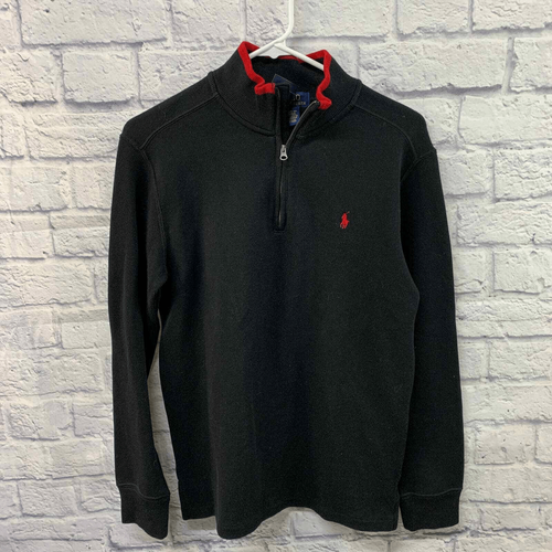 Polo Ralph Lauren Sweater Boys Large 16/18 Black Knit Quarter Zip Sweatshirt - Picture 1 of 5