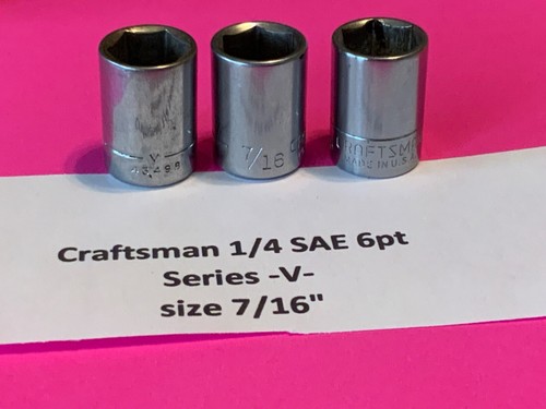 Craftsman 1/4 Drive SAE Shallow Sockets 6pt 5/32in.-1/2in., "-V-", Choose, USA - Picture 10 of 22