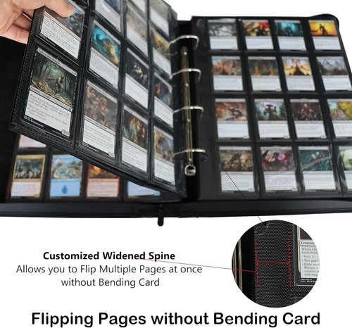 Durable 16-Pocket Trading Card Binder with Metal D-Ring & Black Pages - Green - Picture 7 of 11