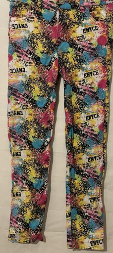 Girls Enyce size 6x paint splattered 80’s vibe pink yellow blue pants - Picture 1 of 7