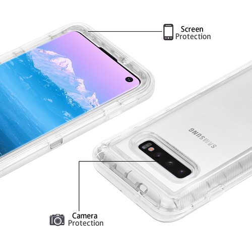 For Samsung S10 S10e S10 Plus Case Crystal Clear 3 in 1 Heavy Duty Clear Cover - Picture 13 of 14