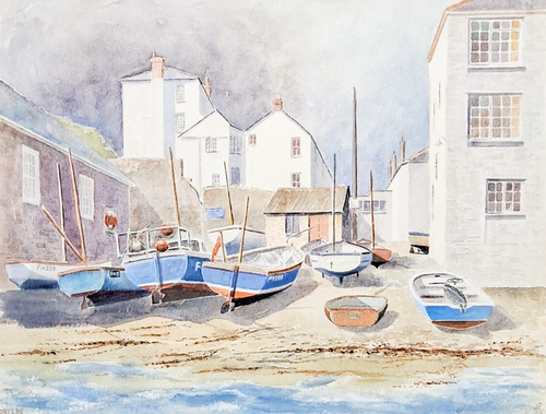 Portloe Cornwall Pintura Original Firmada Acuarela Paisaje De Colección 1993 - Imagen 8 de 8