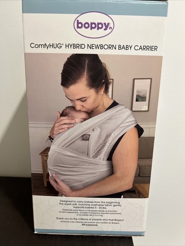 Neugeborenentrage ComfyHug Gray Frost Hybrid Halstuch 2 Tragepositionen Boppy Grey
